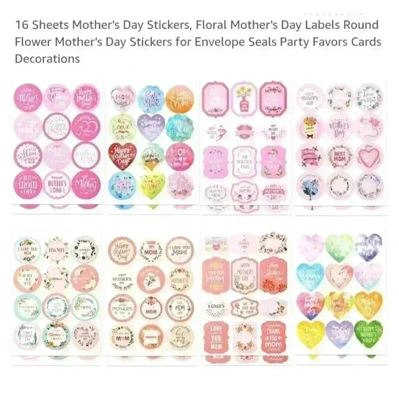 Unbranded Mother's Day Stickers, Party, 16 Sheets, Pink - Picture 2 of 8